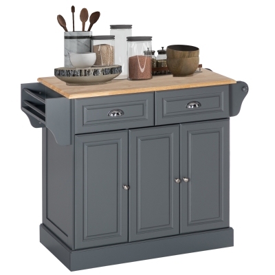 HOMCOM Kitchen Island Cart with Storage & Drawers, Dark Gray