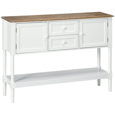 HOMCOM Vintage Console Table with 2 Drawers and Cabinets, Retro Sofa Table for Entryway, Living Room and Bedroom, White