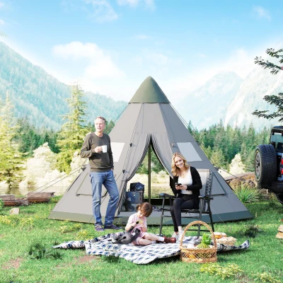 【新品】MEI✖️WE Tepee Tent Multi FireHiking Hot Tent 2-4 Persons Waterproof Teepee Tent with