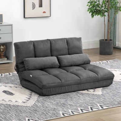 HOMCOM Convertible Recliner Sofa Chair with Adjustable Backrest, Gray