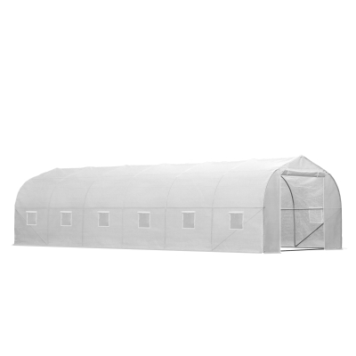 Outsunny 26'L x 10'W x 6.8' H Large Steeple Walk-In Greenhouse Outdoor Garden Plant Seed Tunnel Grow Tent Premium Steel Frame White