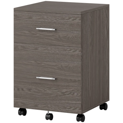 Vinsetto Mobile Filing Cabinet, Vertical File Cabinet with 2 Drawers, Wheels, for Letter or A4 File, Grey