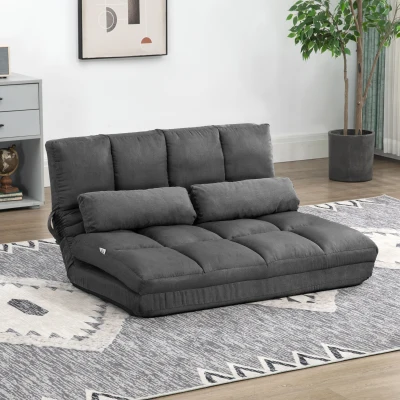 HOMCOM Convertible Recliner Sofa Chair with Adjustable Backrest, Gray