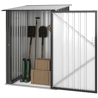 Outsunny Garden Tool Storage Shed, Small Steel Shed with Lockable Door for Garden & Patio, Galvanized Steel Construction, Dark Gray