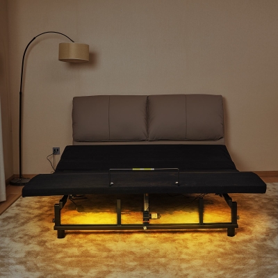 Adjustable Queen Bed Base Frame with Head and Foot Incline, Black