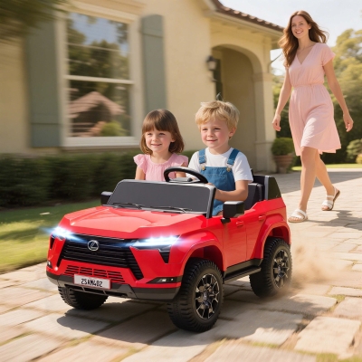 Qaba 12V Ride On Car, Licensed Lexus GX550, 2-Seater Kids Electric Vehicle with Remote Control and Suspension System, Red