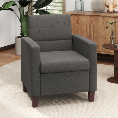 HOMCOM Fabric Accent Chair, Modern Armchair with Seat Cushion and Non-Slip Pads for Living Room, Bedroom, Dark Grey