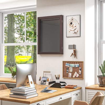 HOMCOM 28" x 35" Hockey Jersey Frame, Jersey Shadow Box for Basketball Football Baseball, Brown