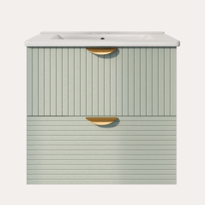 Modern Wall-Mounted Bathroom Vanity with 2 Drawers, Space-Saving Design for Small Bathrooms, 24" L x 18" W x 23" H, Green