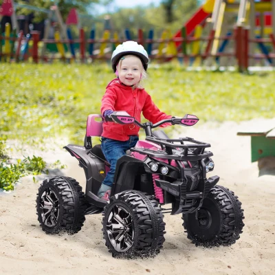 Aosom 12V Kids ATV with Music & Headlights, Pink