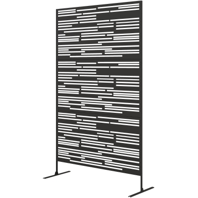 Outsunny 78" Metal Outdoor Privacy Screen, Freestanding Fence, Black