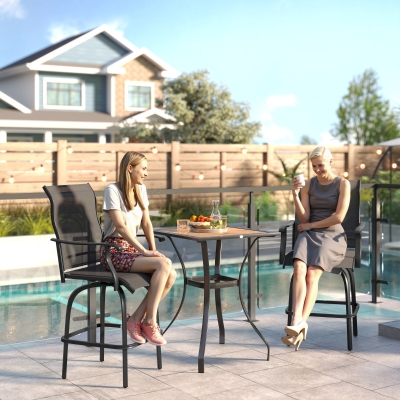 Garden Bar Chair Set 23.5" x 27.25" x 47.75" Black