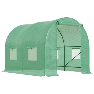 Outsunny 8'x6.6'x6.6' Heavy Duty Walk-in Greenhouse Garden Tunnel Hot House Outdoor Flower Vegetable Growth Warm House Roll Up Door, Windows, Steel