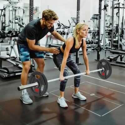 Soozier Weight Plates Set, 2-Inch Barbell Weights Set w/Tri-Grips for Home Gym Weightlifting and Strength Training, 2 x 22lbs