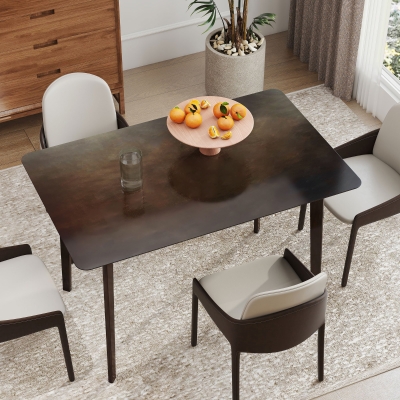 HOMCOM 47" Mid-Century Dining Table for 4, Rubber Wood Legs, Mahogany