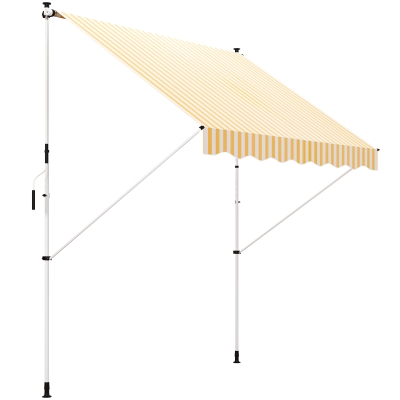 Outsunny 10x5ft Manual Retractable Awning, Patio Sun Shade Canopy Shelter with 5.6-9.2ft Support Pole, Water Resistant UV Protector, for Window, Door, Porch, Deck, Yellow