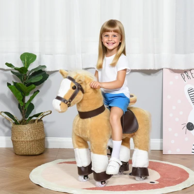 Qaba Ride-on Rolling Kids Horse, Large Size for Ages 3-8