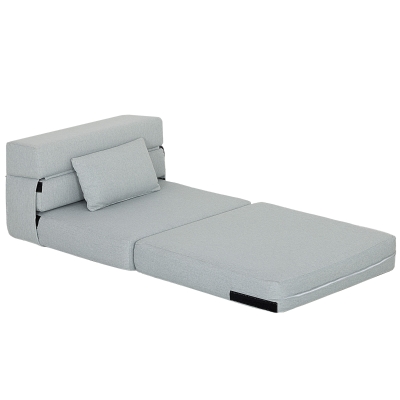 HOMCOM Folding Chair Bed with Pillow, Modern Linen Sleeper, Gray