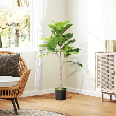 HOMCOM 43" Artificial Fiddle Leaf Fig Tree with Pot, Green