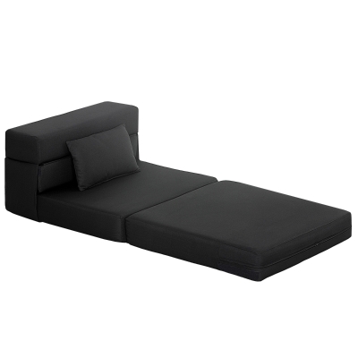 HOMCOM Folding Linen Sleeper Chair Bed with Pillow, Black