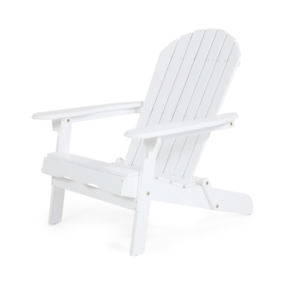 Rustic Acacia Wood Adirondack Chair with Nature-Inspired Textures, Foldable Patio Seating with Traditional Slats, 30" L x 36" W x 34" H, White