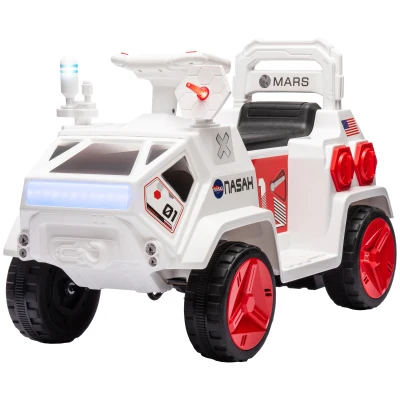 Qaba 6V Mars Rover Electric Car for Kids with Sci-Fi Sounds, Lights, MP3, for Ages 3-5, White