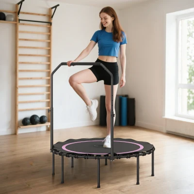 Soozier 45" Foldable Mini Trampoline with Adjustable Handle, Pink