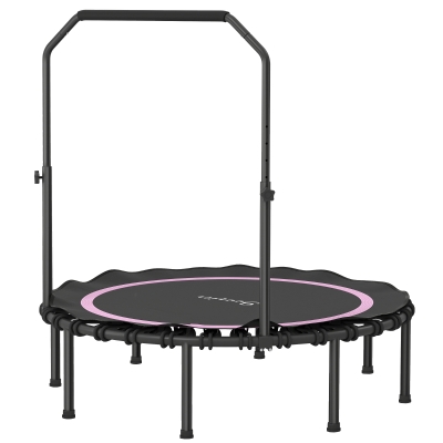 Soozier 48" Foldable Rebounder Trampoline with Handle Bar, Pink