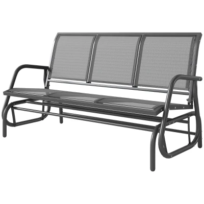 Outsunny 3-Seat Outdoor Glider Chair, Patio Rocking Chair, Steel Frame, Sling Fabric Seat for Garden, Backyard, Lawn, Grey