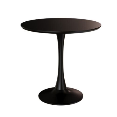 Modern Round Dining Table with MDF Top and Steel Base, Strong Construction, Black
