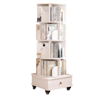 Rotating Bookshelf with 360-Degree Rotating Design, White