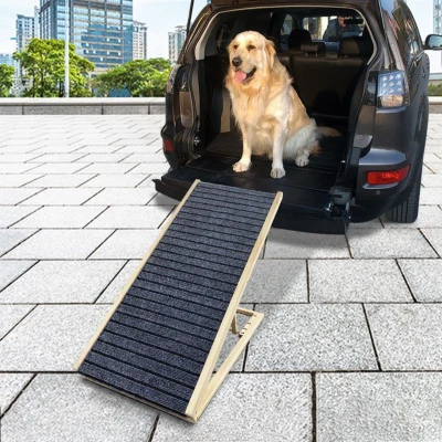 Dog Ramp with Extra Wide Non-Slip Rubber Surface, Natural