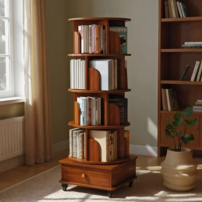 5-Tier Corner Bookcase for Small Spaces, Walnut Brown