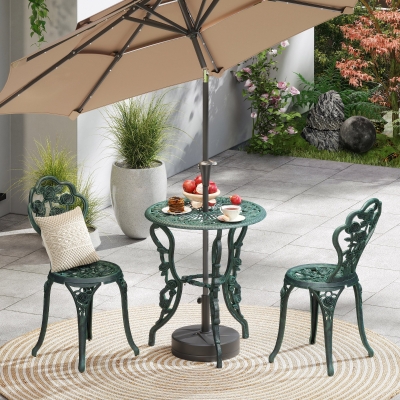 Outsunny 3 Pieces Patio Bistro Table and Chairs Antique Green