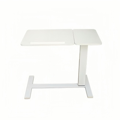 Overbed Bedside Desk with Tilting Tray, White