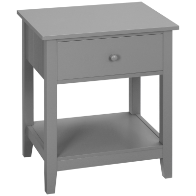 HOMCOM Modern End Table, 2-Tier with Drawer, Gray