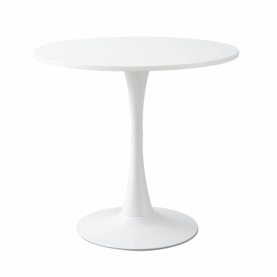 Modern Round Dining Table with MDF Top and Steel Base, White