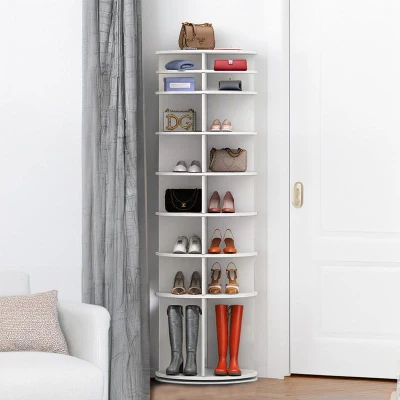8-Tier Rotating Shoe Rack Tower, White