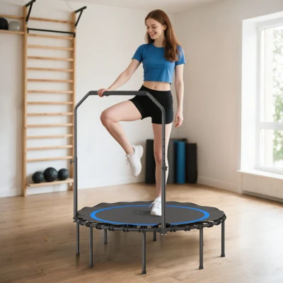 Soozier 45" Foldable Mini Trampoline with Adjustable Handle, Blue