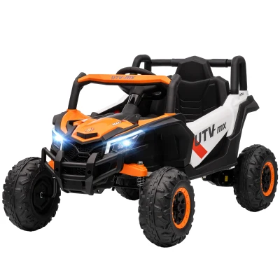 Qaba 12V Kids Ride On Car with Remote Control, Battery Powered Electric UTV with Spring Suspension for Aged 3-5 Years, Orange