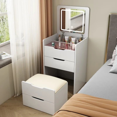 3-in-1 Vanity Desk with Flip Top Mirror, White