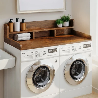 Practical Washer Dryer Countertop with Non-slip Pads, Walnut