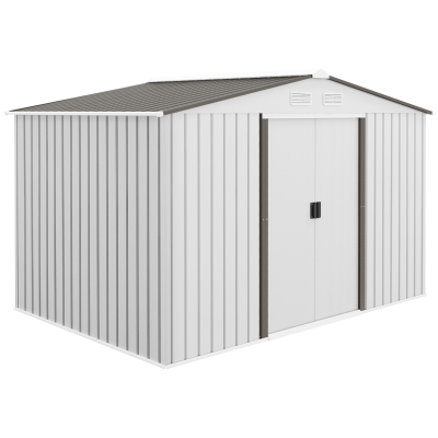 Outsunny 9' x 6' Outdoor Storage Shed, Silver with Vents