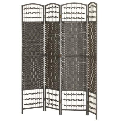 HOMCOM 4 Panel Folding Room Divider Screen, 5.6', Dark Gray