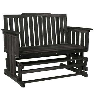 Outsunny Patio Swing Glider Bench, 2-Person Quick Drying Loveseat, Black