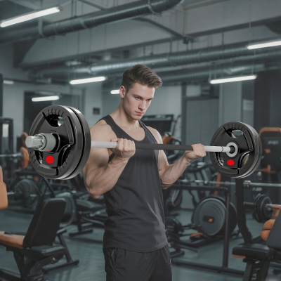 Soozier Weight Plates Set, 2-Inch Barbell Weights Set w/Tri-Grips for Home Gym Weightlifting and Strength Training, 4 x 11lbs