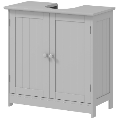 HOMCOM Bathroom Vanity Cabinet with 2 Doors & Adjustable Shelf, Gray