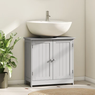 HOMCOM Bathroom Vanity Cabinet with 2 Doors & Adjustable Shelf, Gray