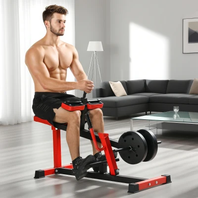 Soozier Adjustable Steel Seated Calf Raise Gym Equipment, Red
