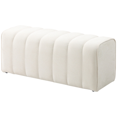 HOMCOM 43" Upholstered Bedroom Bench Modern End of Bed Bench Load up to 485 lbs for Bedroom Hallway Living Room Cream White